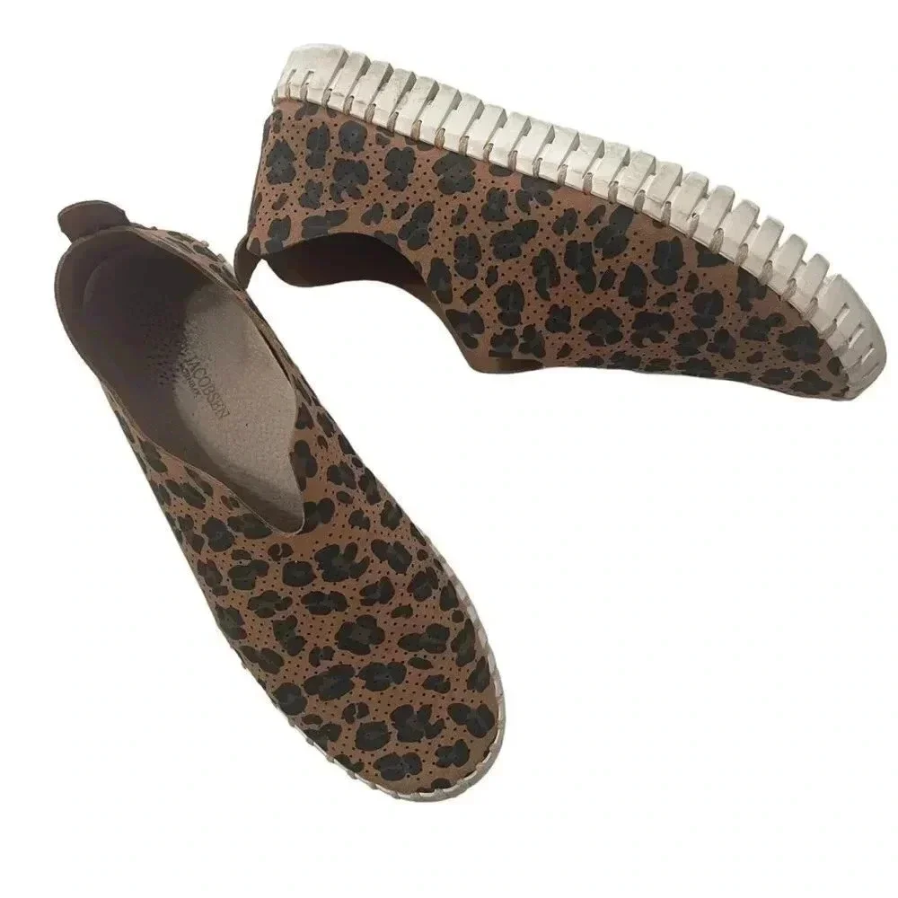 Ilse Jacobsen Leather Slip On Shoes Flats Loafers Leopard Print Size 40 - Picture 10 of 11